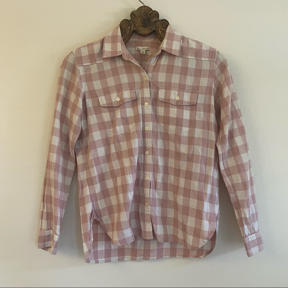 GAP Blush Pink Gingham Cotton Button Down Shirt